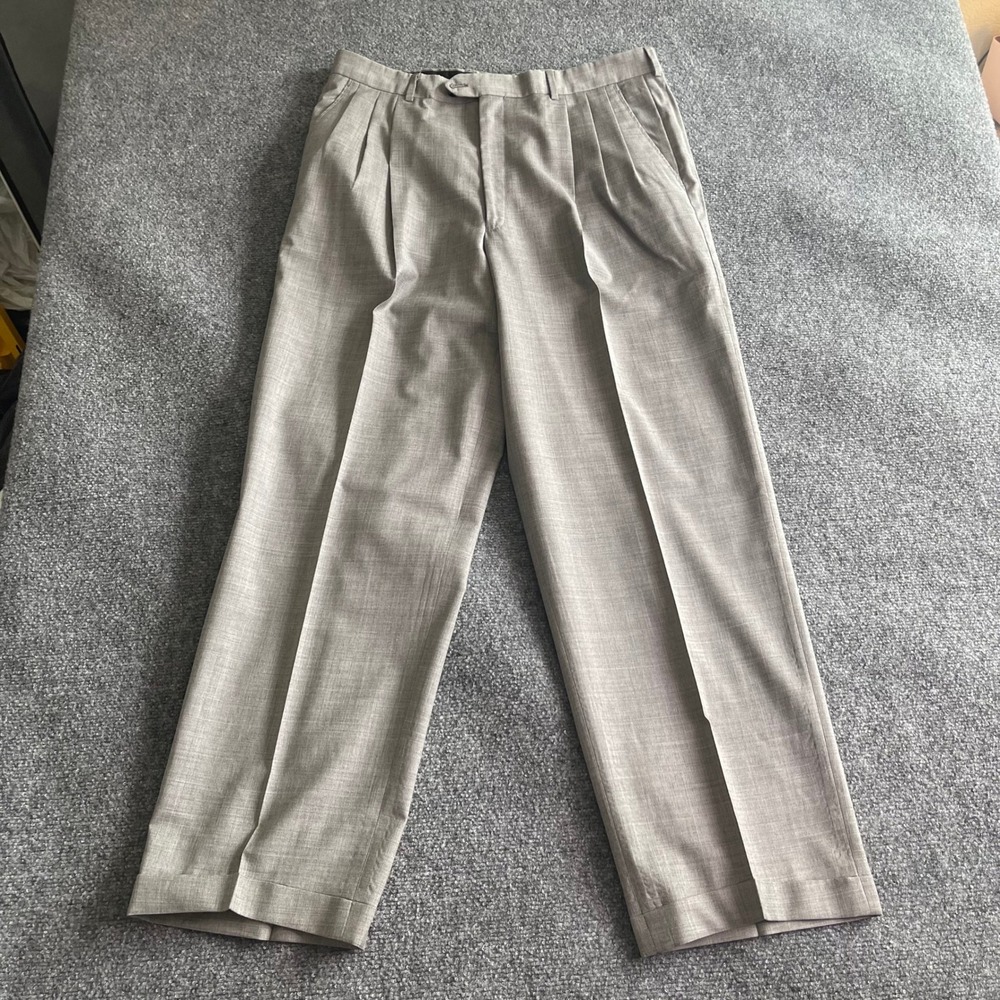 Vito Rufolo Mens Italian Cool Wool Pleated Dress Pants Gray 35x29 Made in Italy